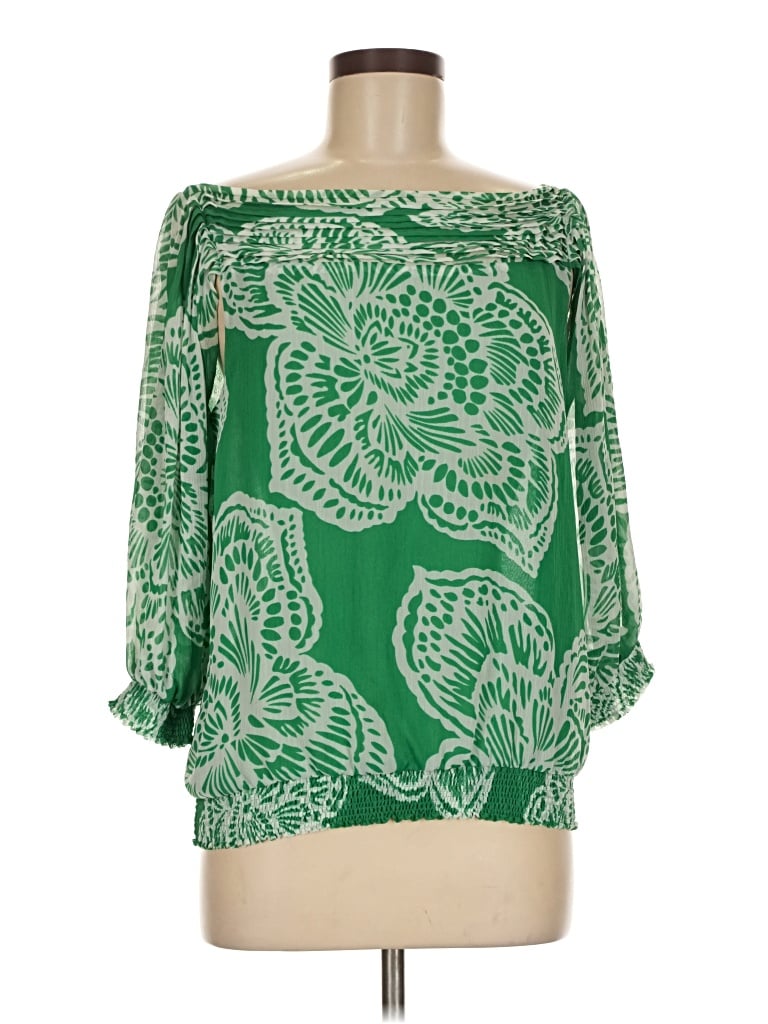 Pre-owned Bcbgmaxazria 3/4 Sleeve Blouse In Green