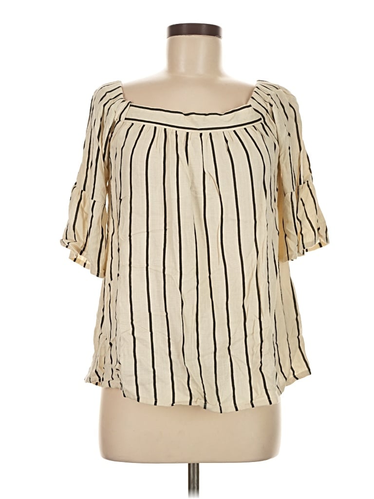 Pre-owned Vila Short Sleeve Blouse In Ivory