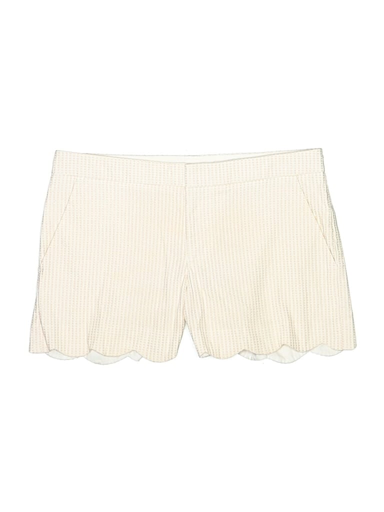 Club Monaco Shorts: Ivory Chevron/Herringbone Pattern Bottoms - Size 4