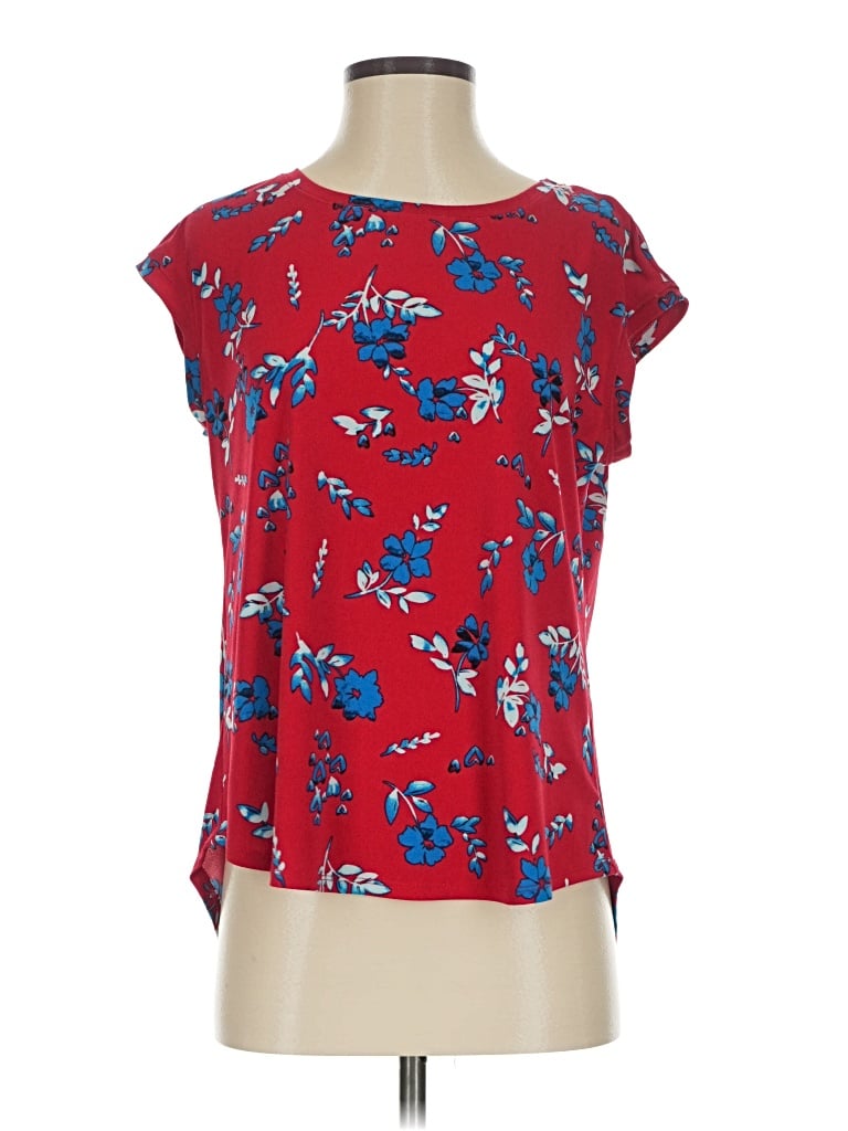 Pre-owned Elle Short Sleeve Blouse In Red