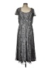 Calvin Klein 100% Polyester Stripes Silver Casual Dress Size 12 - photo 1