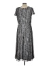 Calvin Klein 100% Polyester Stripes Silver Casual Dress Size 12 - photo 2