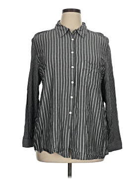 Jane and Delancey Women Black Long Sleeve Button-Down Shirt 1X Plus