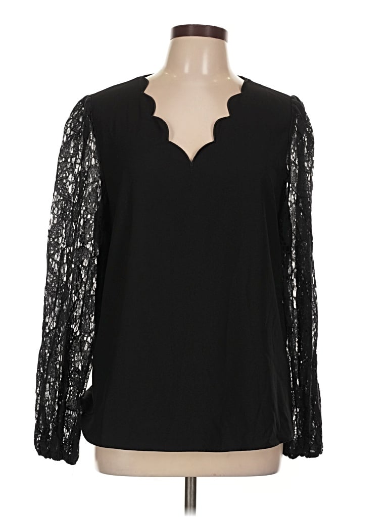 Pre-owned Cupshe Long Sleeve Blouse In Black