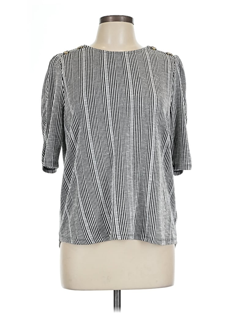 Pre-owned Retrology Short Sleeve Blouse In Gray