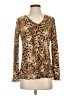 Plisse 100% Polyester Animal Print Tan Long Sleeve Blouse Size S - photo 1