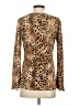 Plisse 100% Polyester Animal Print Tan Long Sleeve Blouse Size S - photo 2