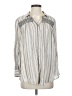 Floreat 100% Rayon Stripes Silver Long Sleeve Blouse Size XS - photo 1
