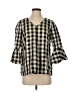 Sara Campbell Checkered-gingham Gray 3/4 Sleeve Blouse Size XS - photo 1