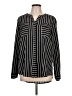 Roz & Ali Stripes Black Long Sleeve Blouse Size L - photo 1