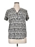 North Crest Print Gray Silver Short Sleeve Blouse Size 1X - photo 1