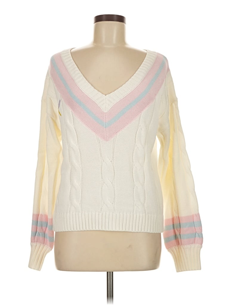 Pre-owned Loveshackfancy Pullover Sweater In White