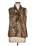 Chaus 100% Polyester Animal Print Brown Sleeveless Blouse Size 10 - photo 1