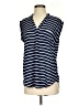 Roz & Ali 100% Polyester Stripes Blue Short Sleeve Top Size S - photo 1