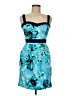 B. Smart 100% Polyester Tropical Blue Cocktail Dress Size 8 - photo 1