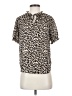 Ann Taylor LOFT 100% Polyester Animal Print Ivory Short Sleeve Blouse Size XXS - photo 1