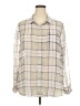 Old Navy 100% Polyester Plaid Ivory Long Sleeve Blouse Size XXL - photo 1