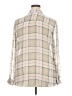 Old Navy 100% Polyester Plaid Ivory Long Sleeve Blouse Size XXL - photo 2