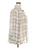 Old Navy 100% Polyester Plaid Ivory Long Sleeve Blouse Size XXL - photo 4