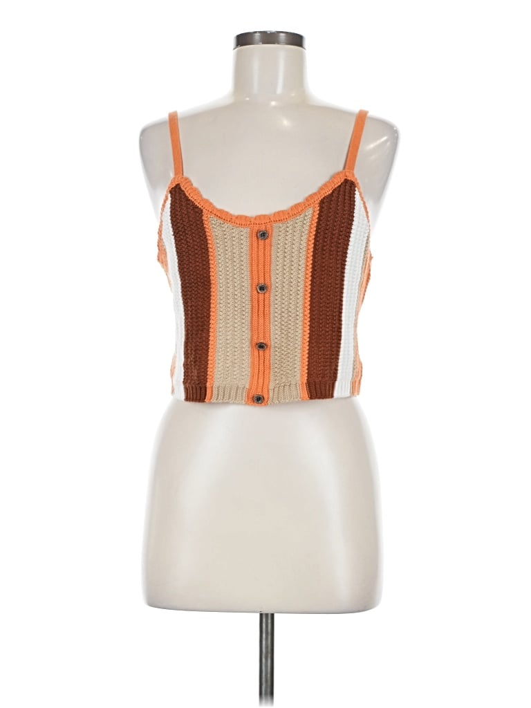 Pre-owned Almost Famous Sleeveless Top Orange Square Neckline Tops