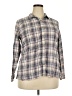 Weatherproof 100% Cotton Plaid Gray Long Sleeve Button-Down Shirt Size XXL - photo 1