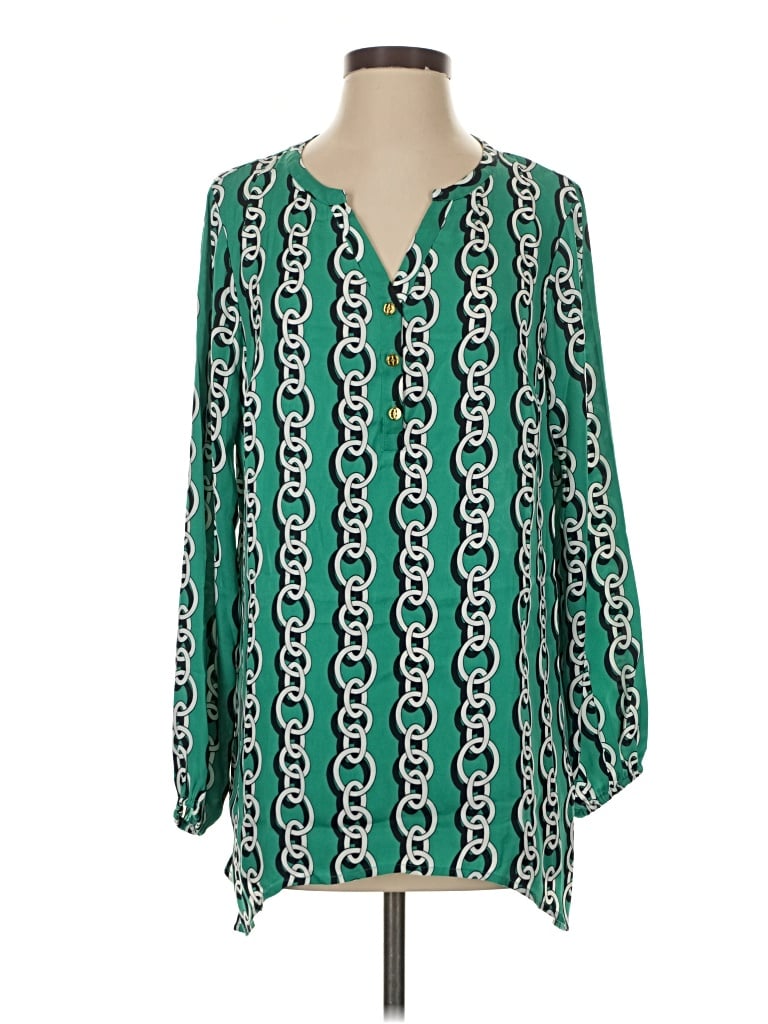 Pre-owned Iman Long Sleeve Blouse In Green