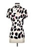 DKNY Animal Print Ivory Short Sleeve Blouse Size XS - photo 2