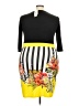 Finejo Graphic Yellow Cocktail Dress Size 3X - photo 2