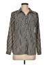 Studio Works Stripes Silver Black Long Sleeve Blouse Size M - photo 1