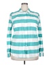 Jaclyn Smith 100% Cotton Stripes Teal Long Sleeve Button-Down Shirt Size XXL - photo 1