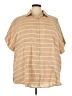 Torrid Stripes Tan Short Sleeve Blouse Size 3X Plus (3) - photo 1