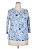 Karen Scott Blue 3/4 Sleeve Blouse Size 2X - photo 1