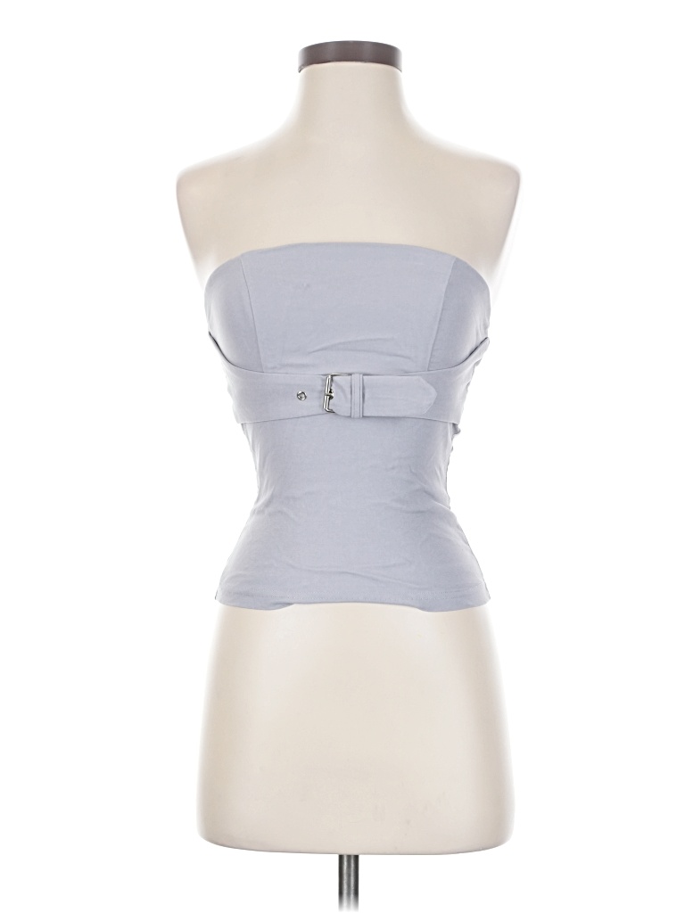 Superdown Sleeveless Top Gray Strapless Neckline Tops