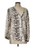 Joie Animal Print Silver Long Sleeve Blouse Size L - photo 1