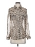 Timing 100% Polyester Animal Print Ivory Long Sleeve Blouse Size S - photo 1