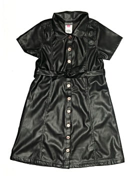 knee length dresses for ladies VINCE CAMUTO Black Sleeveless Midi Dress with Faux Leather Stripes