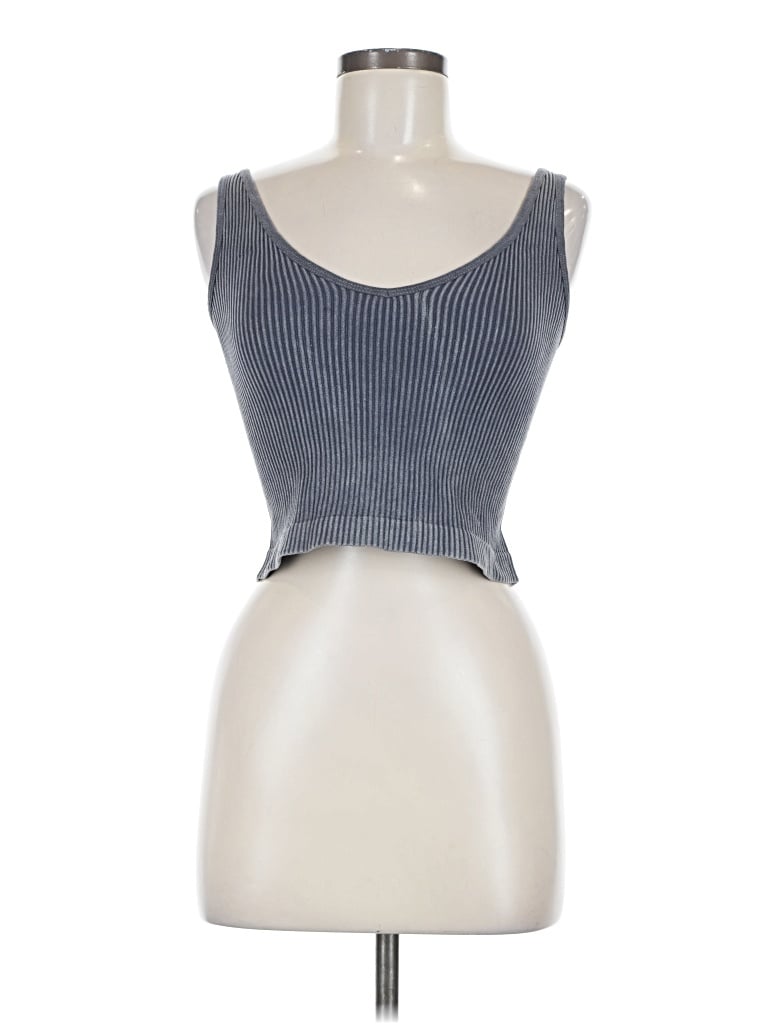 Pre-owned Aura Tank Top Blue Strapless Neckline Tops