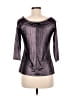 City Streets Metallic Silver Purple 3/4 Sleeve Top Size M - photo 2