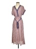 Max Studio 100% Polyester Print Tan Blue Casual Dress Size S - photo 1