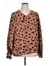 Unbranded 100% Polyester Animal Print Brown Long Sleeve Blouse Size XL - photo 1