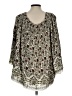 Max Studio 100% Polyester Brown Ivory 3/4 Sleeve Blouse Size L - photo 2