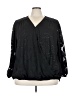 Maurices 100% Polyester Stars Black Long Sleeve Blouse Size 28 (4) - photo 1