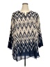 Justify 100% Polyester Chevron-herringbone Blue 3/4 Sleeve Blouse Size 2X - photo 1