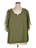 Shein 100% Polyester Green 3/4 Sleeve Blouse Size 0X - photo 1