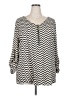Tacera 100% Polyester Chevron-herringbone Silver 3/4 Sleeve Blouse Size 2X - photo 1