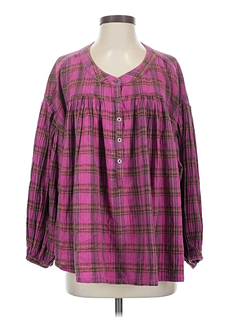 Pre-owned We The Free Long Sleeve Blouse In Pink