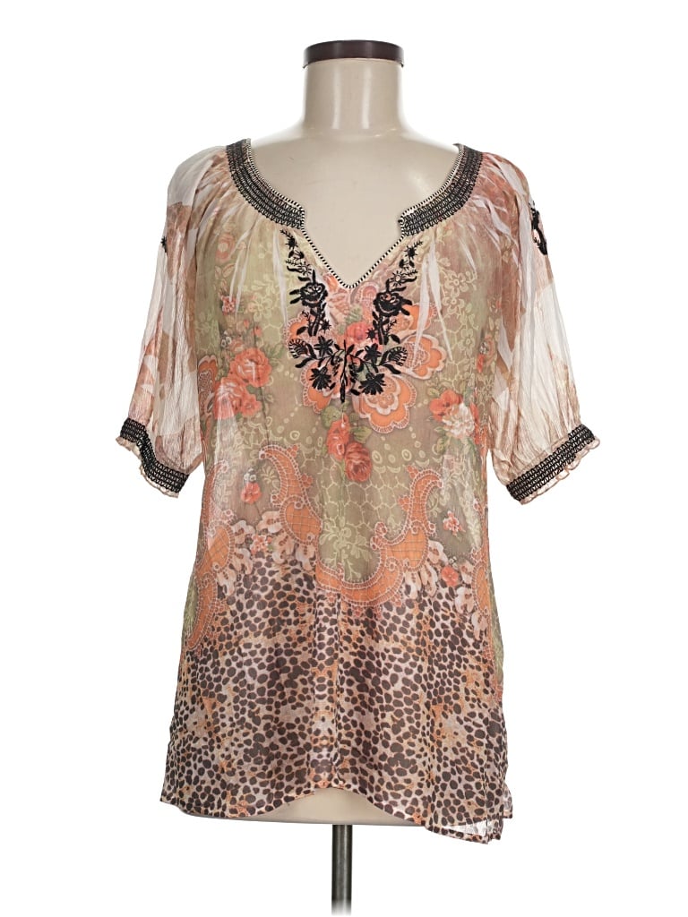 Pre-owned Mushka By Sienna Rose Short Sleeve Blouse In Brown