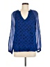 Diane von Furstenberg 100% Silk Blue Long Sleeve Silk Top Size 8 - photo 1