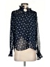 Ann Taylor LOFT 100% Polyester Polka Dots Blue Long Sleeve Blouse Size S - photo 1