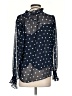 Ann Taylor LOFT 100% Polyester Polka Dots Blue Long Sleeve Blouse Size S - photo 2